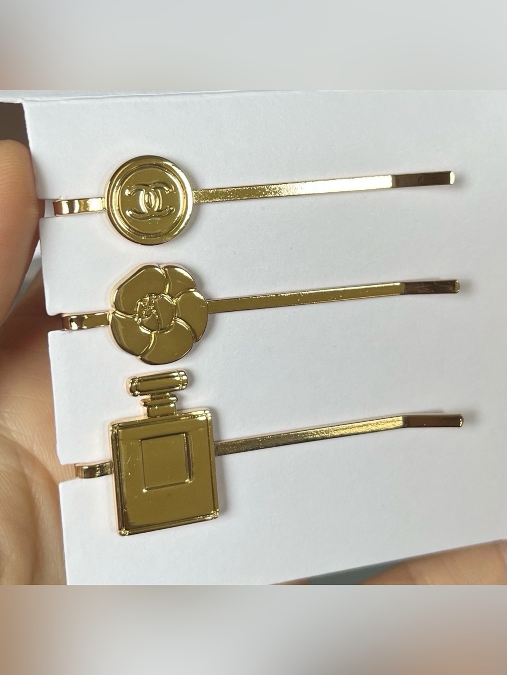 Chanel Gold Toned Hair Pins (3)